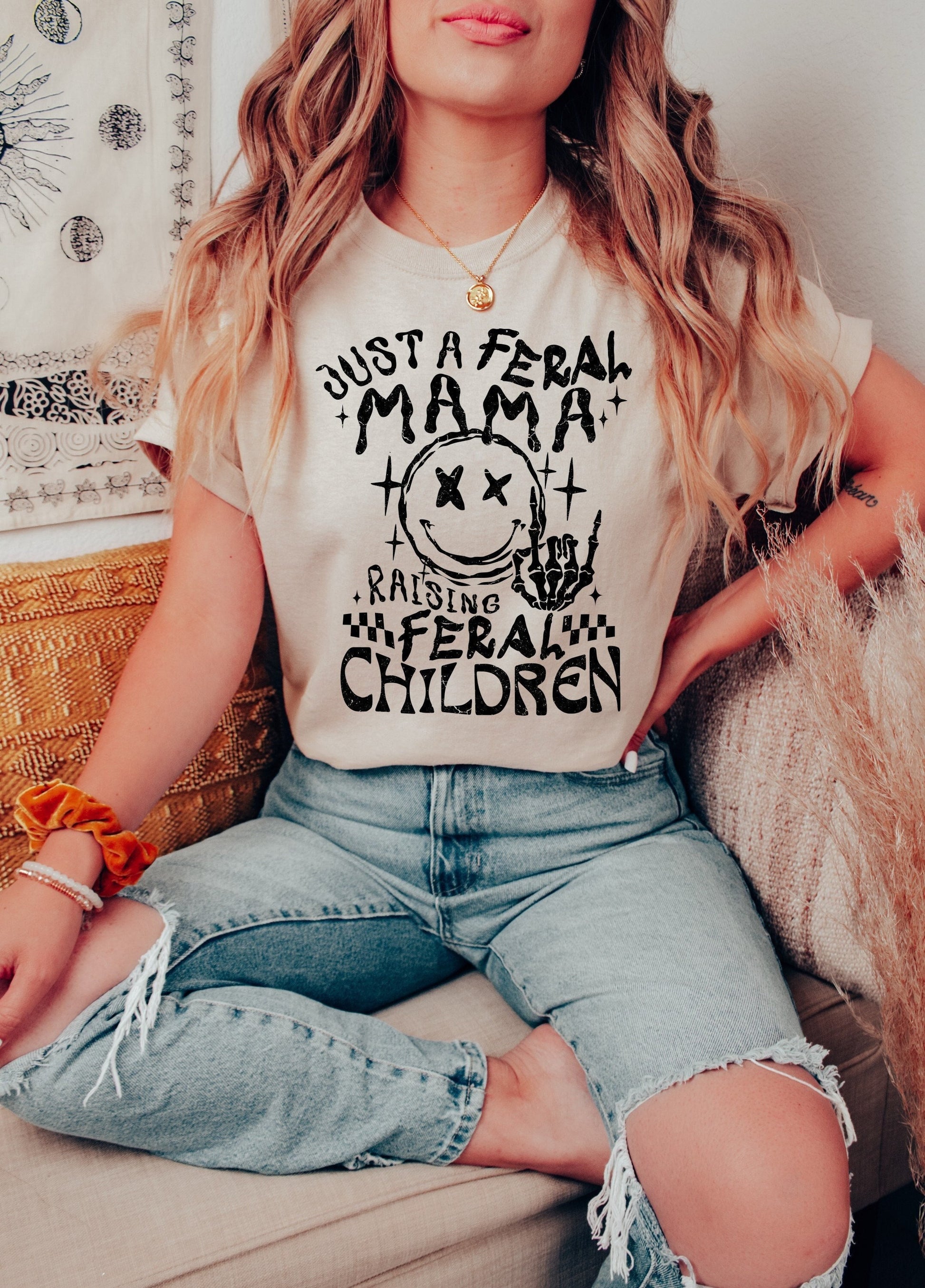 Just a Feral Mama Raising Feral Children Shirt, Funny Mama Shirt, Funny New Mother Shirt, New Mama Shirt, Gift for New Moms, Mom Gift