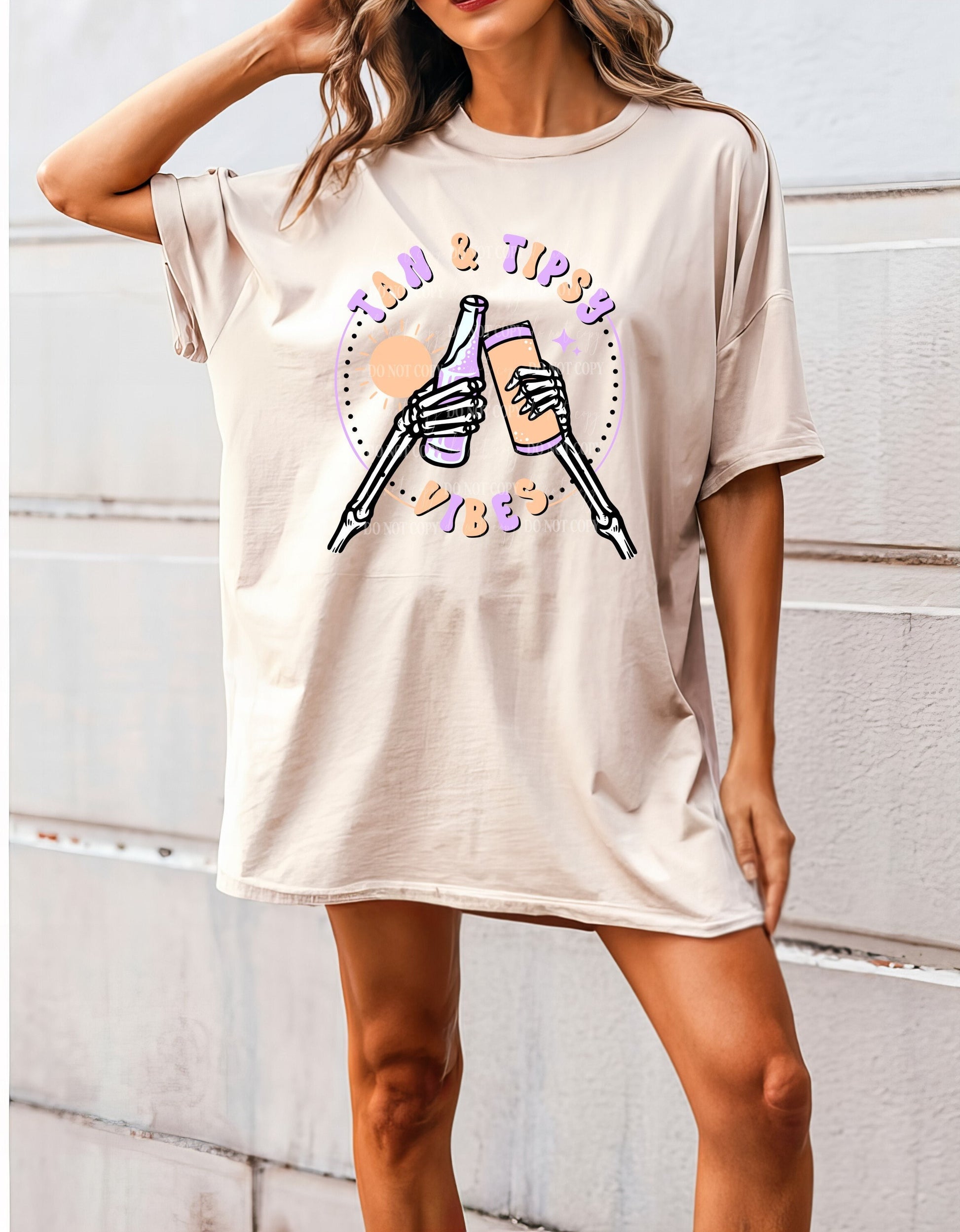 Tan and Tipsy Vibes Graphic T-Shirt - Fun Summer Top for Beach Days