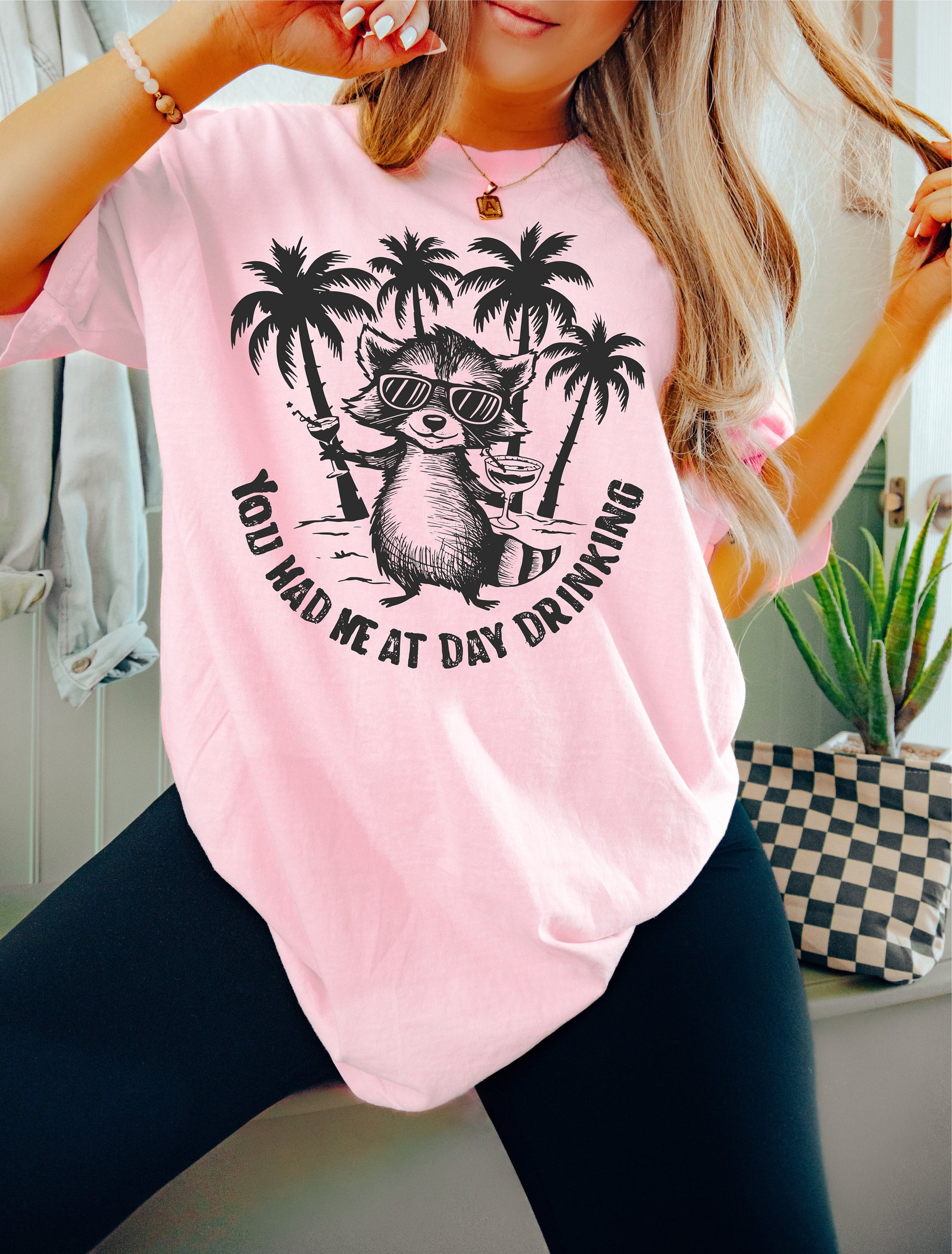 You Had me at Day Drinking Shirt, Funny Raccoon Shirt, Oversized T-Shirt, Trendy Tee, Comfort Colors Shirt