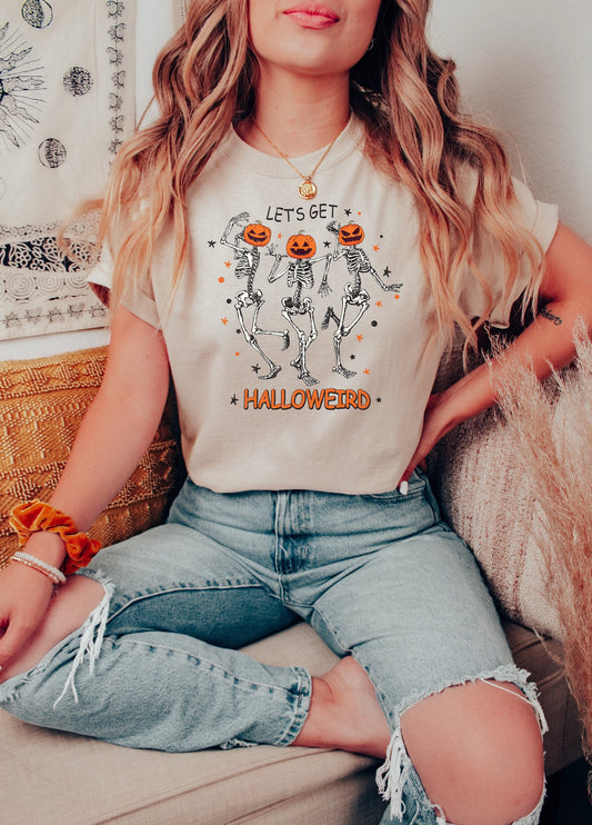Let's Get Halloweird Halloween Shirt - Funny Unisex Tee Skeleton Halloween Shirt