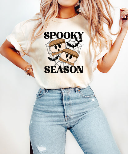 Spooky Season Smores Halloween Shirt, Halloween T-Shirt, Spooky Party Shirt, Oversized T-Shirt, Halloween Tee, Comfort Colors Shirt