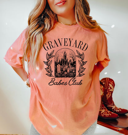 Graveyard Babes Club Halloween Shirt, Cute Halloween T-Shirt, Halloween Shirts, Skeleton Shirts, Spooky Season Shirt