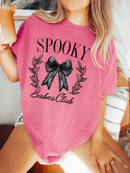 Spooky Babes Club Halloween Shirt, Coquette Bow Halloween Shirt, Halloween Shirts, Skeleton Shirts, Spooky Season Shirt, Coquette Bow Shirt