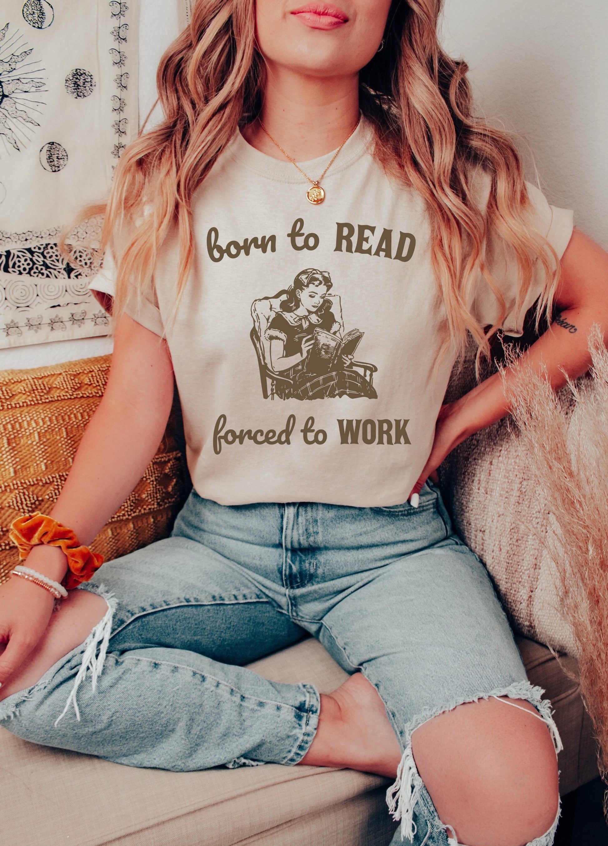 Born to Read Forced to Work - Funny Reading Shirt for Introverts, Book Shirt, Book Lovers Shirt, Bookish Shirt, Book Merch