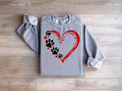Dog or Cat Paws Heart Love Sweatshirt