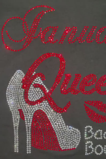 Bad and Bougee January Queen Shoes Rhinestone Shirt