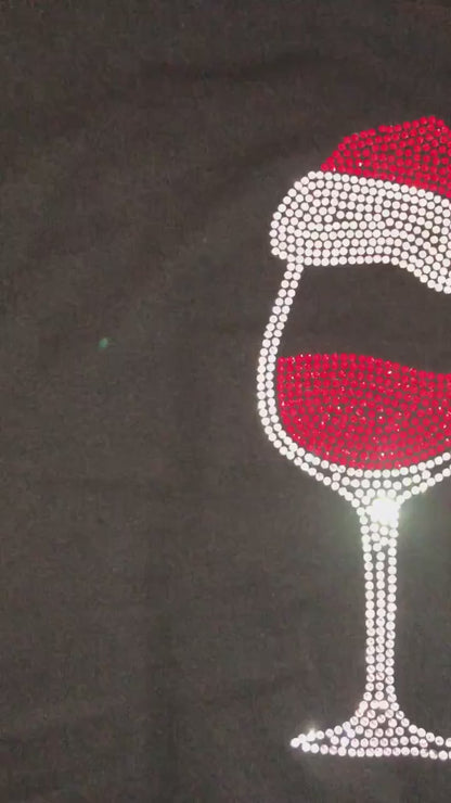 Santa Hat Wine Rhinestone Shirt