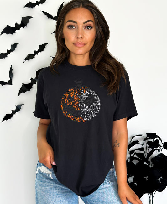 Pumpkin Skellie Halloween Rhinestone Shirt