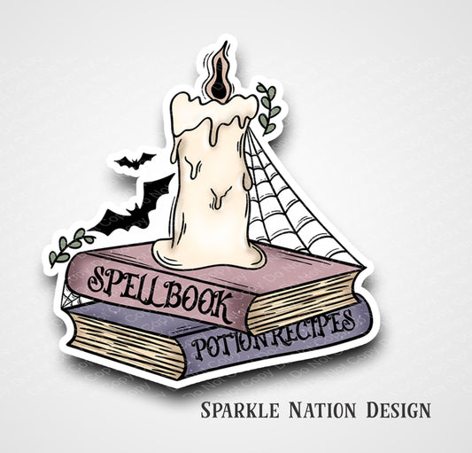 Spell Book Candle Book Lover Sticker