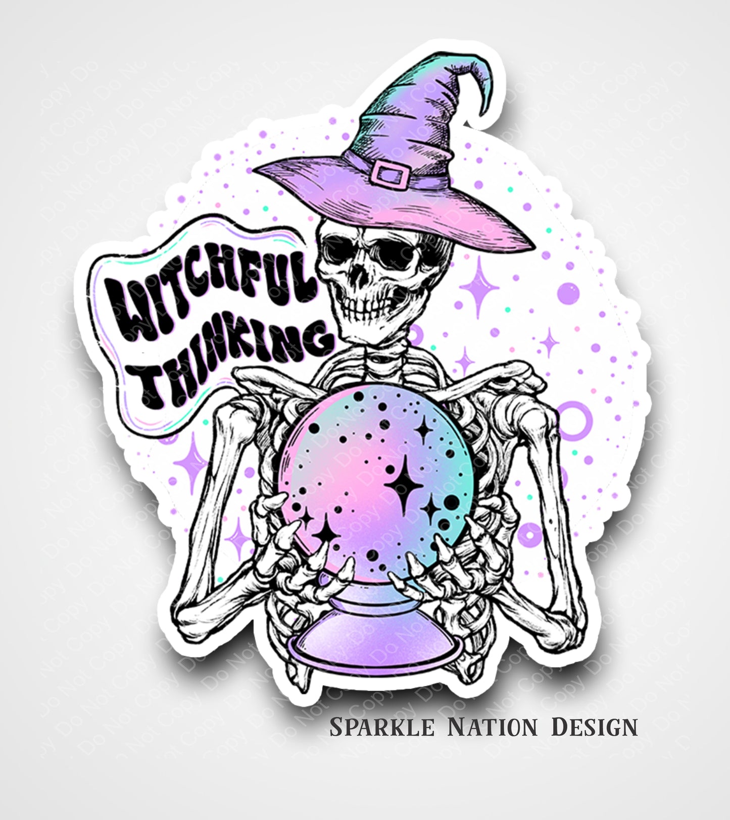 Witchful Thinking Skeleton Crystal Ball Sticker